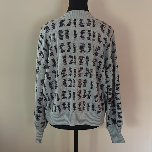 NIC+ZOE blue jacquard split next sweater size L - Picture 2 of 4